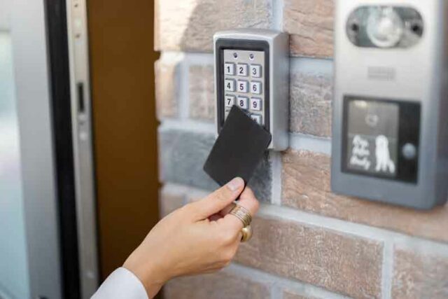 Security Access Controls Card Reader At Door