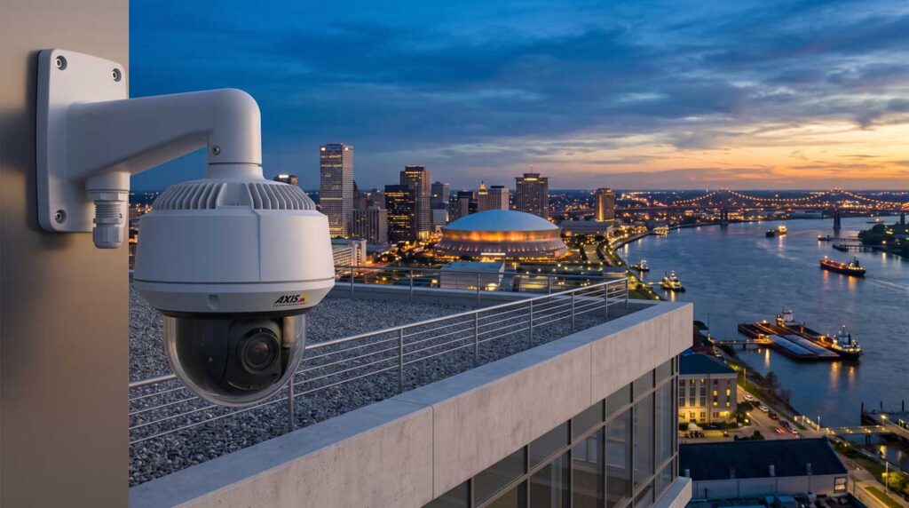 Commercial CCTV installation in New Orleans installed on a building